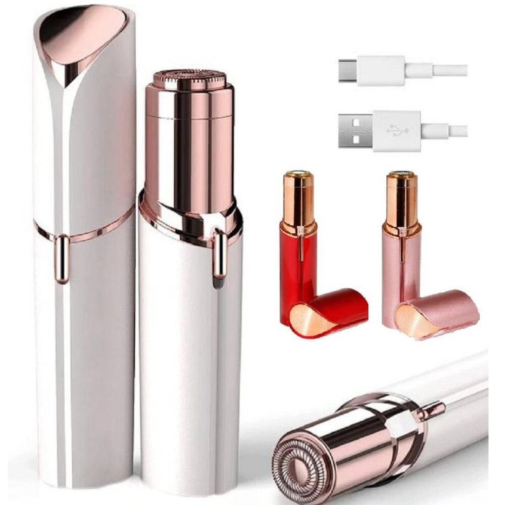 White Painless Electric Facial Hair Remover for Women, USB Chargeable, 18k Head
